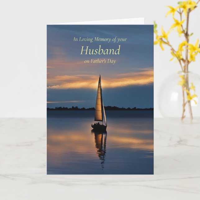 Carte Fête des pères Mari tardif Souvenir avec voilier (Fleur jaune)