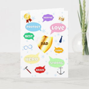 Carte Fête des pères Meilleur Papa Mot Nuages King Crown
