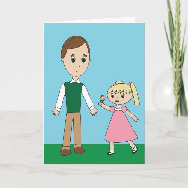 Carte Fête des pères mignonne à papa de fille personnali (Devant)