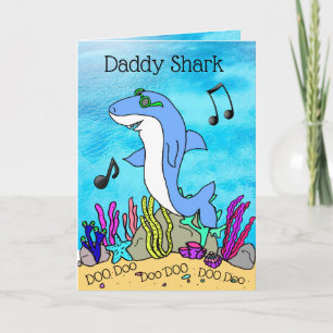 Carte Fête des pères mignonne requin papa