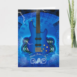 carte fête des pères moderne avec guitare