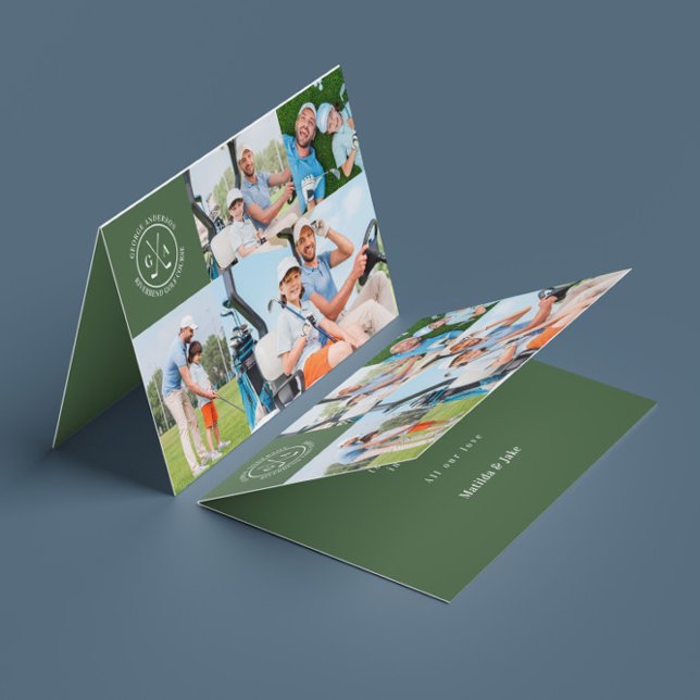 Carte Fête des pères Monogramme Multi Photo Golf Custom (Créateur téléchargé)