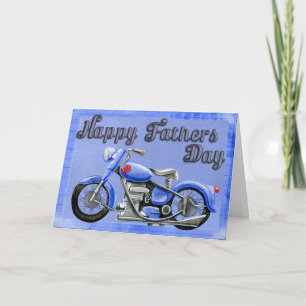 Carte Fête des pères moto bleue