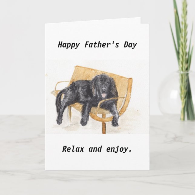 Carte Fête des pères Newfoundland Dog sur banc, (Devant)