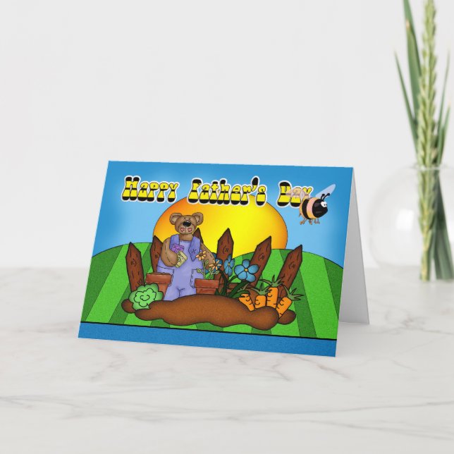 Carte fête des pères - Ours de jardinage (Devant)