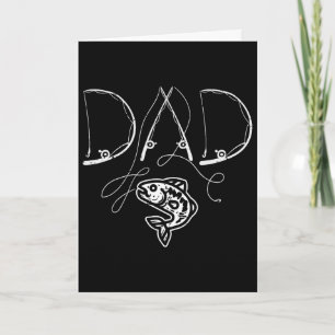 Carte Fête des Pères Papa Canne à Pêche Poissons Papa
