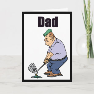 Carte Fête des pères papa Cartoon Golfer 2 Happy