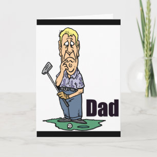 Carte Fête des pères papa Cartoon Golfer 3 Happy