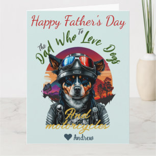 Carte fête des pères, papa chien, motos, simple moderne