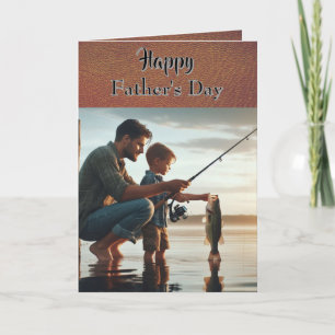 Carte Fête des pères / Pêche avec papa vacances