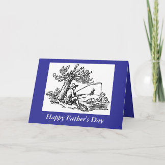 Carte Fête des pères - pêche de papa en rivière