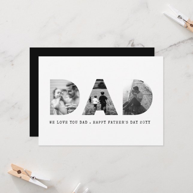 Carte Fête des pères photo papa (Devant/Arrière en situation)