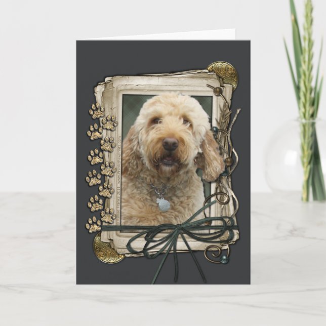 Carte Fête des pères - Poches de pierre - GoldenDoodle (Devant)