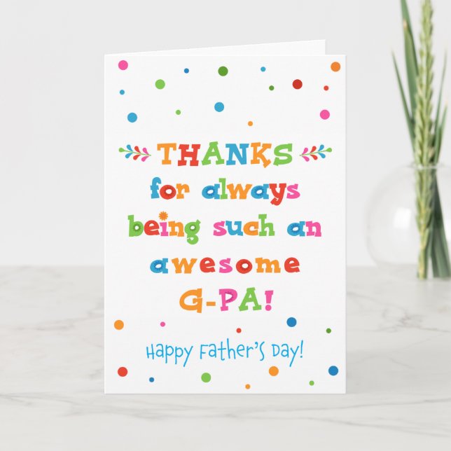 Carte fête des pères pour G-Pa (Devant)