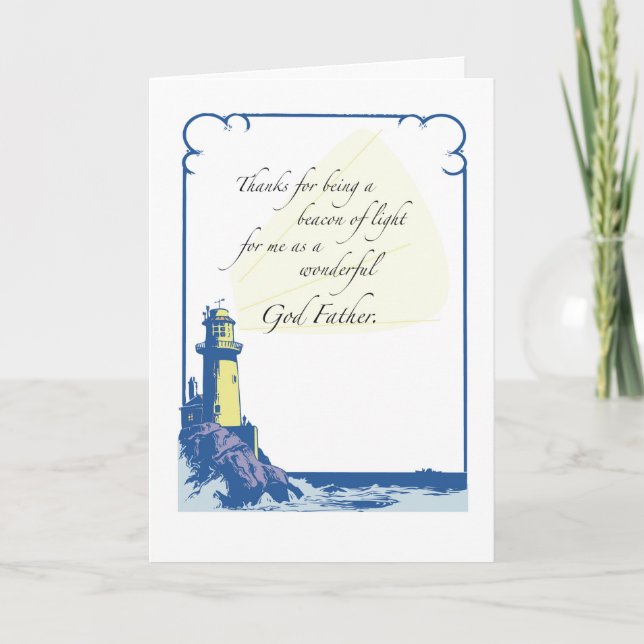 Carte Fête des pères pour le parrain avec le phare, Oce (Devant)