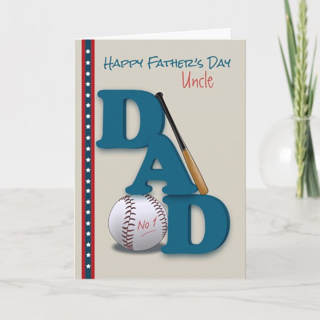 Carte Fête des pères pour l'oncle de baseball Thème No.1 (Devant)