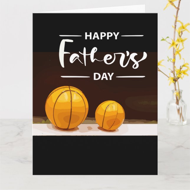 Carte Fête des Pères pour papa basket noir  (Fleur jaune)