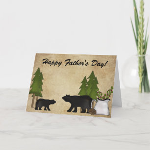 Carte Fête des pères Rustic Country Mountain Bears