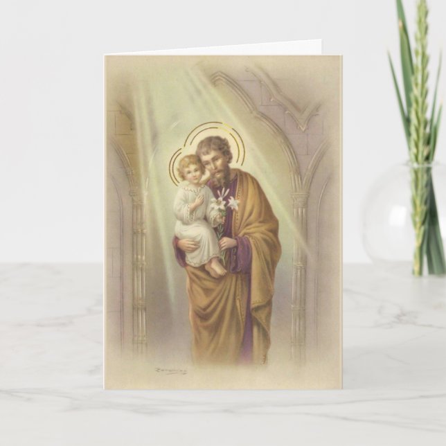 Carte Fête des Pères Saint Joseph vintage (Devant)