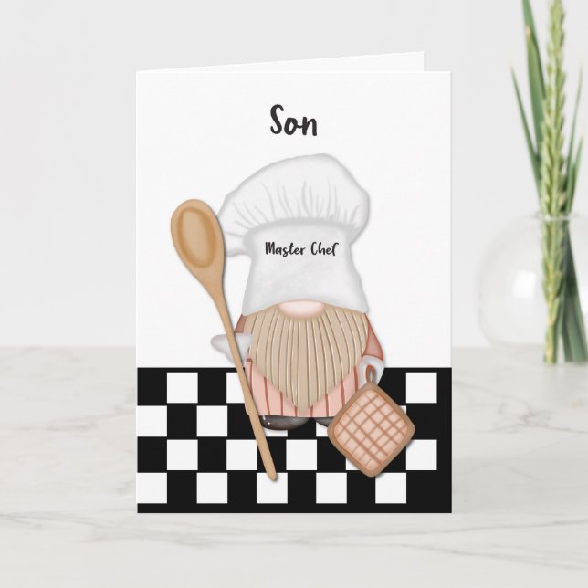 Carte Fête des pères Son Whimsical Gnome Chef Cuisine (Devant)