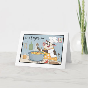 Carte Fête des pères Souper Papa Vache Stirring Up Love