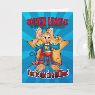 Carte fête des pères - Souris Super Oncle - Un Sur
