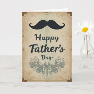 Carte Fête des Pères Style Rétro Moustache Vintage