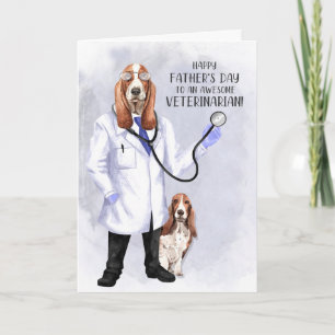 Carte Fête des pères Vétérinaire Funny Hound chien docte