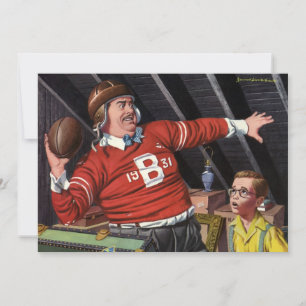 Carte Fête des Pères vintage, papa et fils football