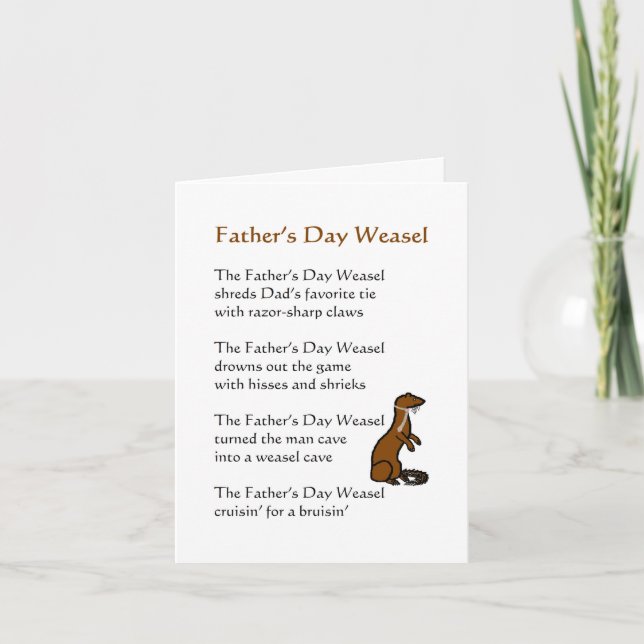 Carte Fête des pères Weasel Un Poème Drôle Pour Papa (Devant)