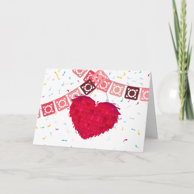 Carte Fête des Valentines du Coeur Mexicain Pinata & Tac (Devant)