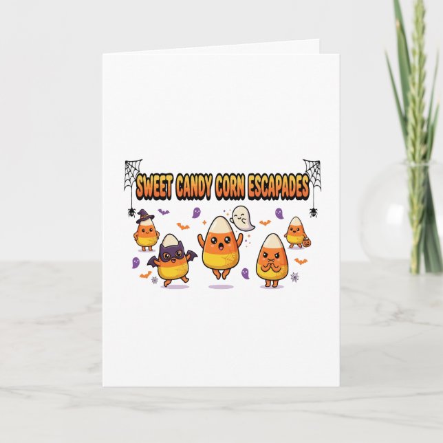 Carte Fête d'Halloween Candy Corn Mignonne (Devant)