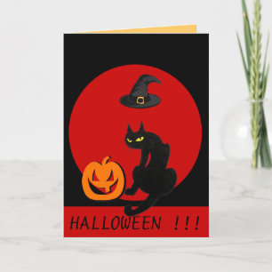 CARTE FÊTE D'HALLOWEEN CHAT NOIR
