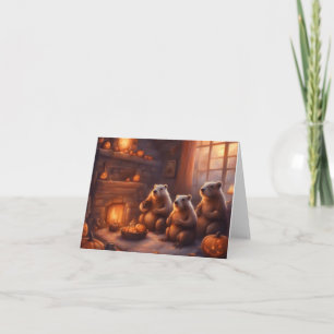 Carte Fête d'Halloween de la famille Beaver