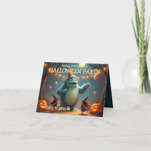 Carte Fête d'Halloween de monstre heureux pour les enfan