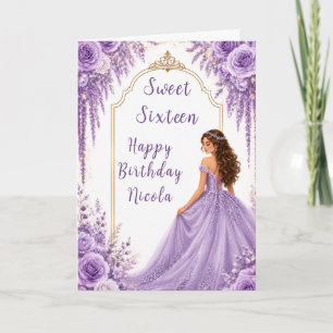 Carte Fête Douce Lavande Or Fleurie Sweet Sixteen