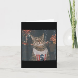 Carte Fête du 4 juillet Feux d'artifice de chat fumant p