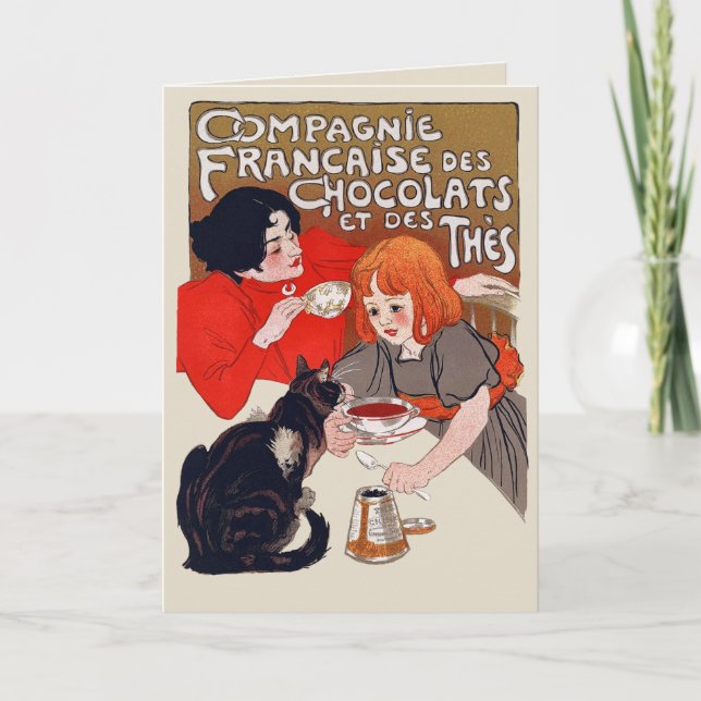 Carte Fête du Chocolat Steinlen Art Français (Devant)