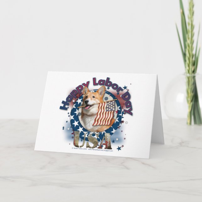 Carte Fête du Travail - Drapeau - Corgi - Owen (Devant)