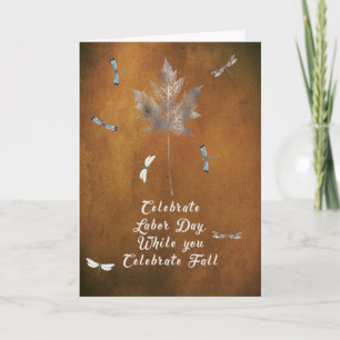 Carte Fête du Travail sur Grunge Gold avec feuille