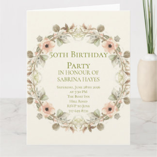 Carte Fête Élégante de Jardin Botanique Nom Floral