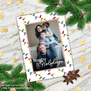 Carte Fête Festive Personnalisée Chaîne Lumières Motif