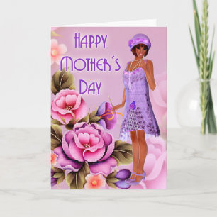 Carte Fête Fille Fille vintage à la mode