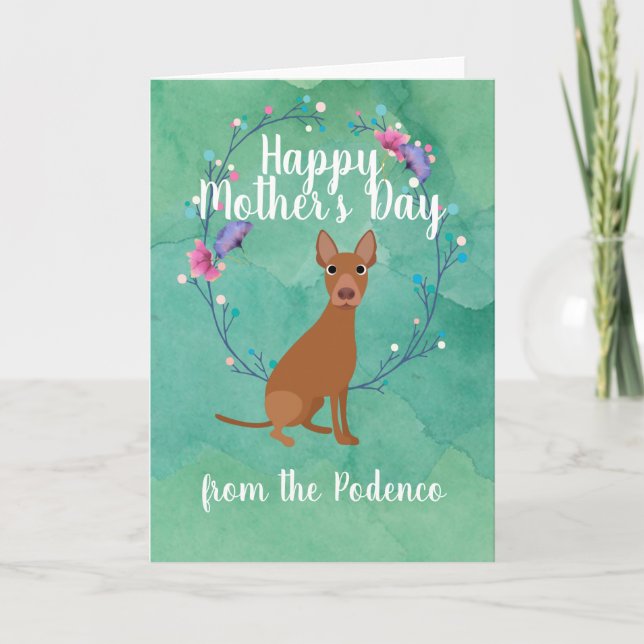 Carte Fête Florale de la mère de chien personnalisable (Devant)