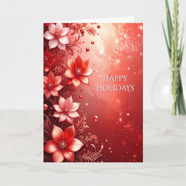 Carte Fête florale rouge de vacances (Devant)