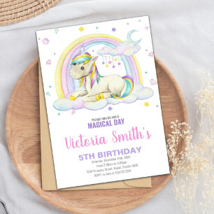 Carte Fête Imaginaire Filles Editable avec Pastel