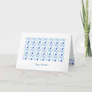 Carte Fête joyeuse de Hanukka Belle décoration bleue
