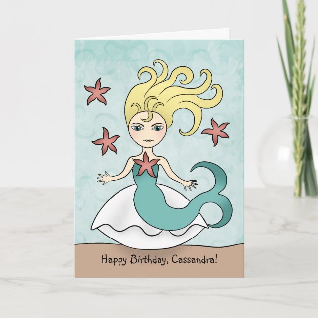 Carte Fête Mermaid personnalisée (Devant)