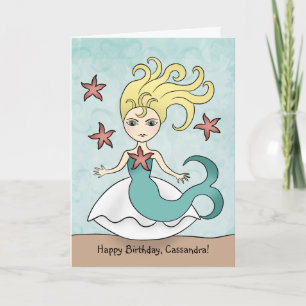 Carte Fête Mermaid personnalisée