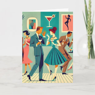 Carte Fête Moderne Du Milieu Du Siècle Martini Dance